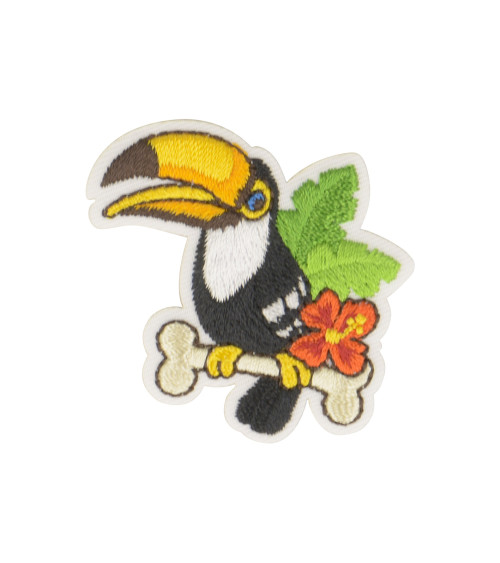 Set of 3 iron-on tropical bird toucan badges 4x4cm