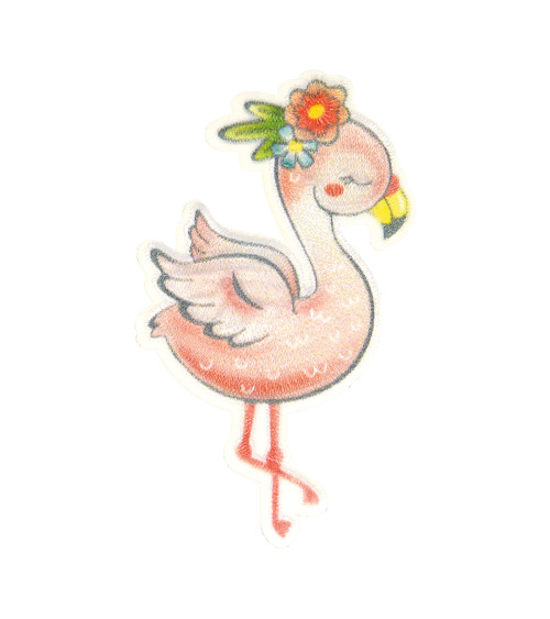 Set of 3 cute animal iron-on patches flamingo pink 6.5x4cm