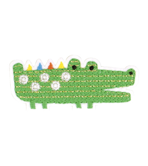 Crocodile iron-on badge 6x3cm