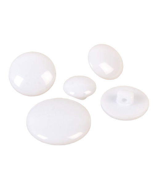 Lot de 6  boutons ronds à queue classique blanc