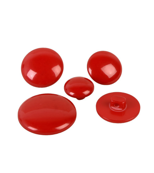 Lot de 6  boutons ronds à queue classique rouge