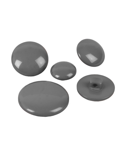 Set of 6 round buttons with classic gray shank