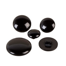 Lot de 6  boutons ronds à queue classique noir