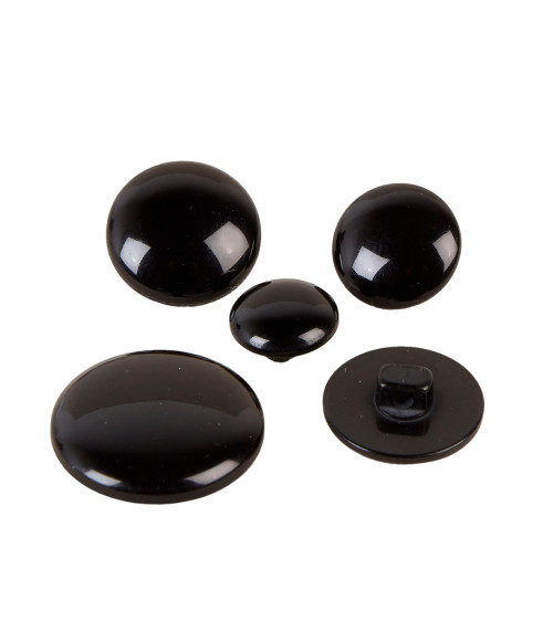 Set di 6 bottoni tondi con gambo classico colore nero