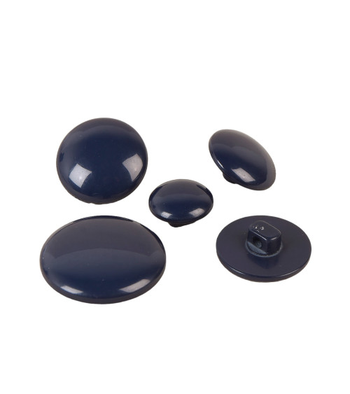 Set of 6 round buttons with classic navy blue shank