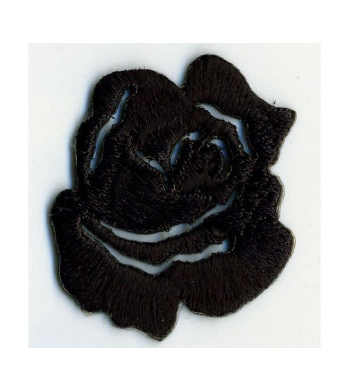 Small black rose iron-on badge