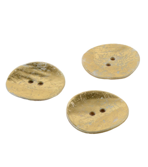 Set of 6 100% mother-of-pearl gold buttons