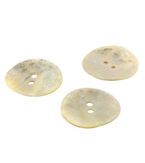 Set of 6 100% mother-of-pearl silver buttons