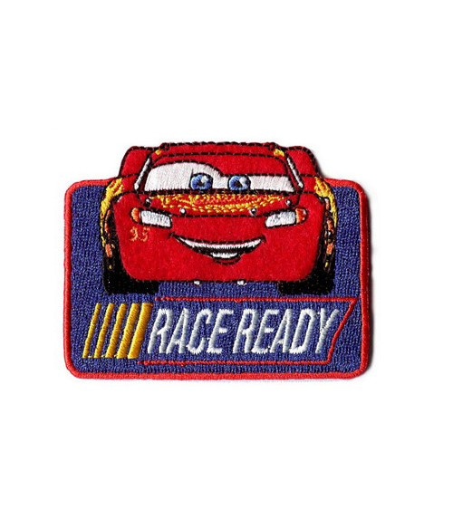 Cars Flash Mac Queen Ready to Race Embroidery Badge 7x6cm