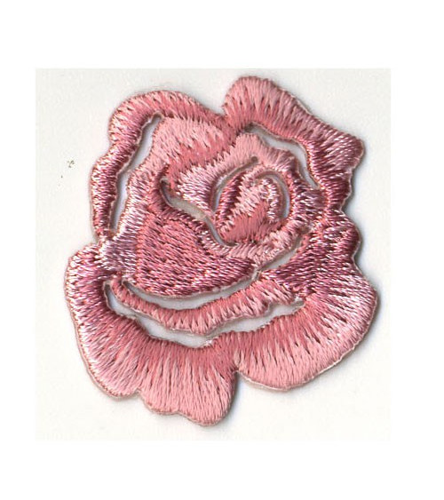 Small pink rose iron-on badge