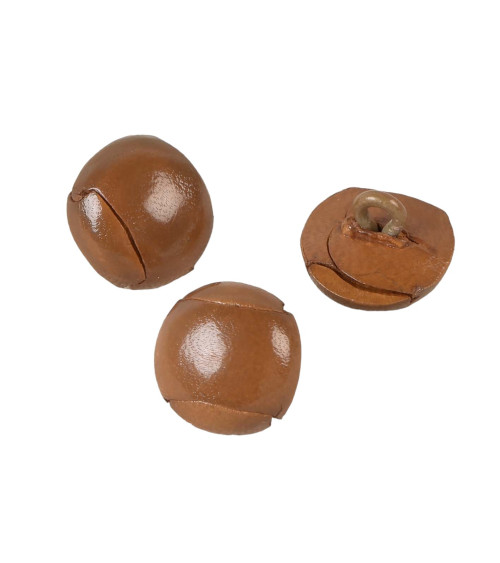 Genuine leather button bronze chestnut 15mm