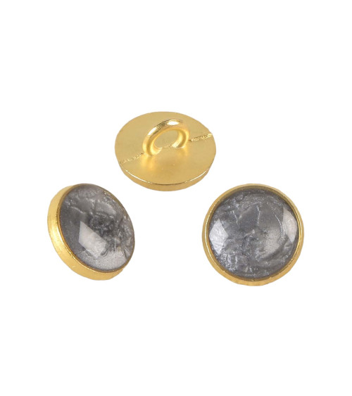 Dark gray lacquered metal button 11mm