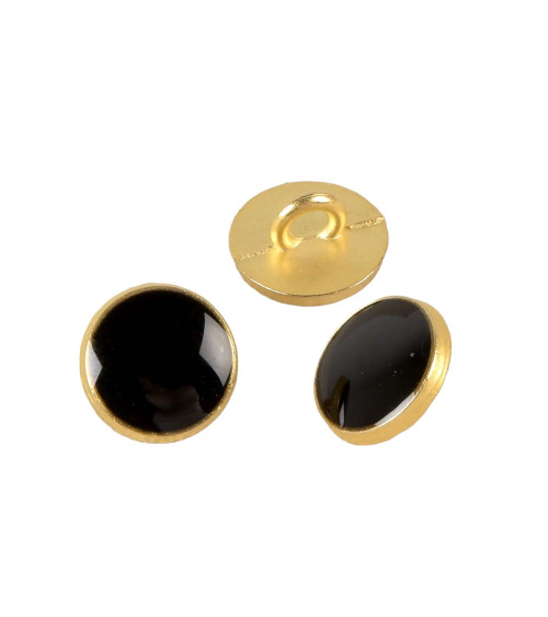 Black lacquered metal button 11mm