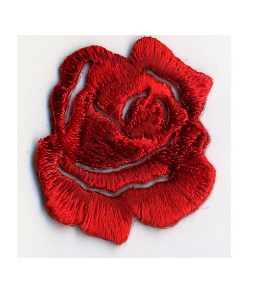 Small red rose iron-on badge