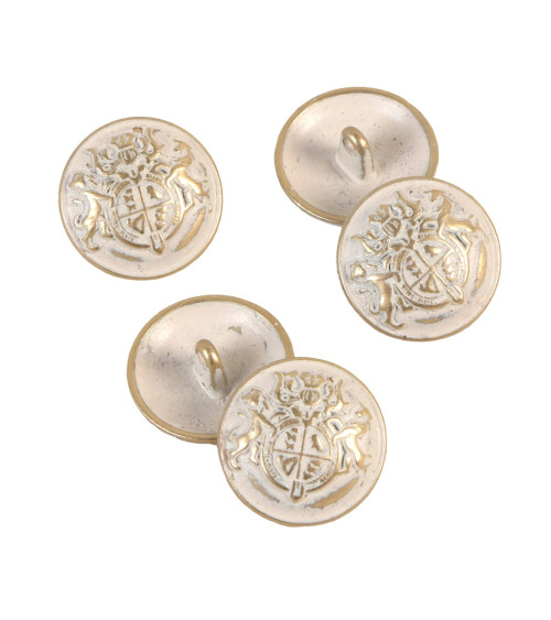 Set of 6 whitened gold coat of arms buttons 20mm