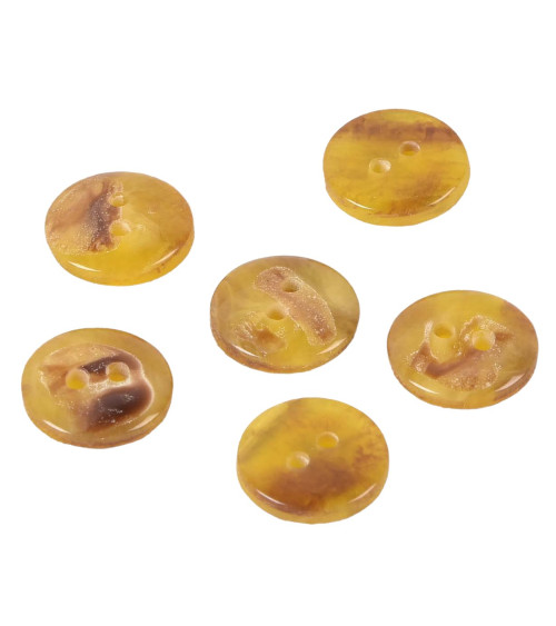 Lot de 6 boutons imitation pierre bronze cognac 15mm