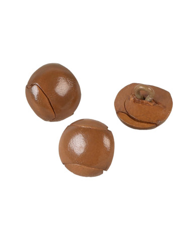 Lot de 6 boutons cuir véritable bronze alezan 15mm