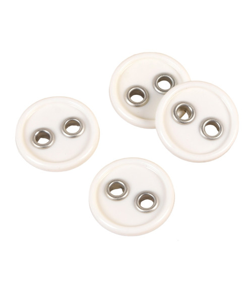 Set of 6 white 2-hole buttons 25mm