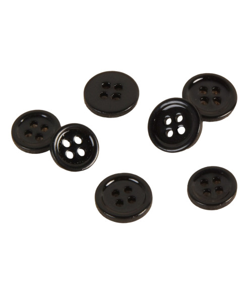 Set of 6 black 4-hole mother-of-pearl buttons