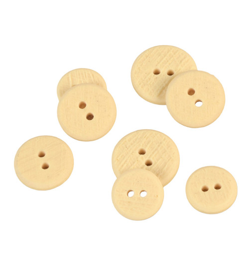 Set of 6 light beige textured 2-hole buttons