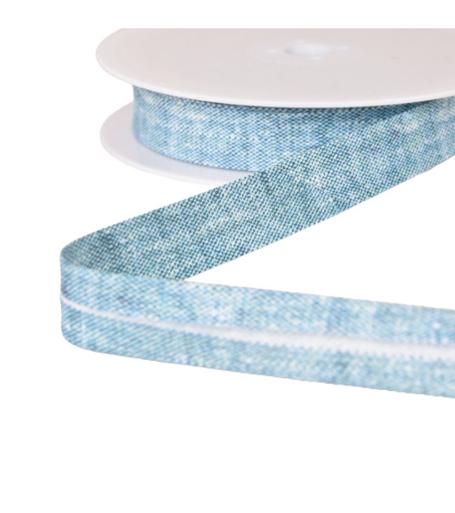 25m spool of 20mm linen-look bias binding, turquoise blue