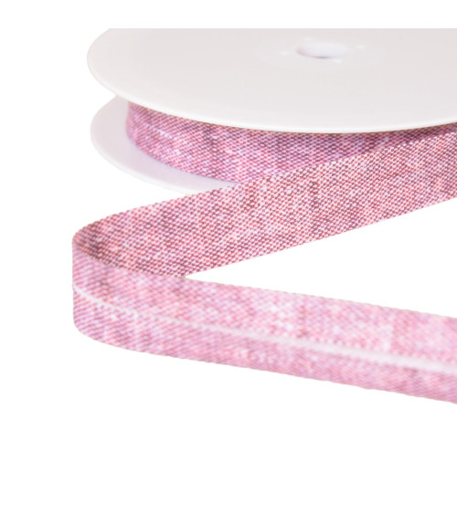 25m spool of 20mm linen-look bias binding, plum purple