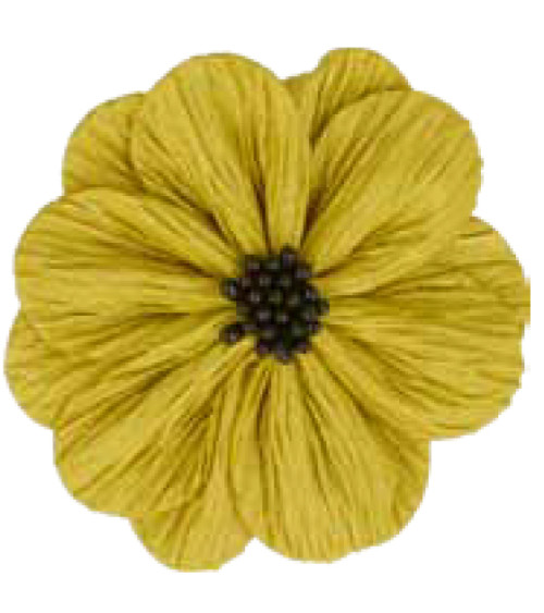 Yellow poppy flower on brooch