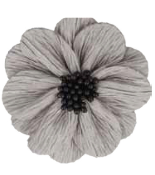 Broche con flor de amapola gris claro