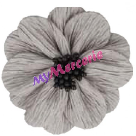 Fleur coquelicot gris clair sur broche