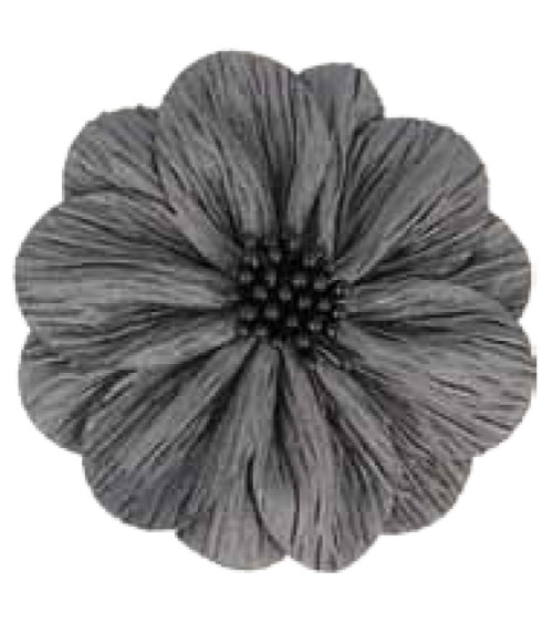 Broche con flor de amapola gris oscuro