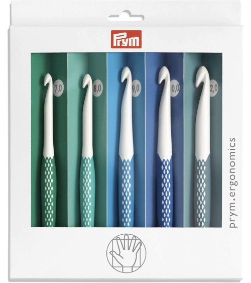 Set of 5 ergonomic Prym wool hooks, size 7 to 12mm