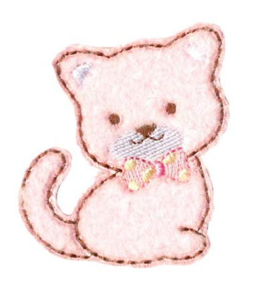 Pink cat iron-on badge