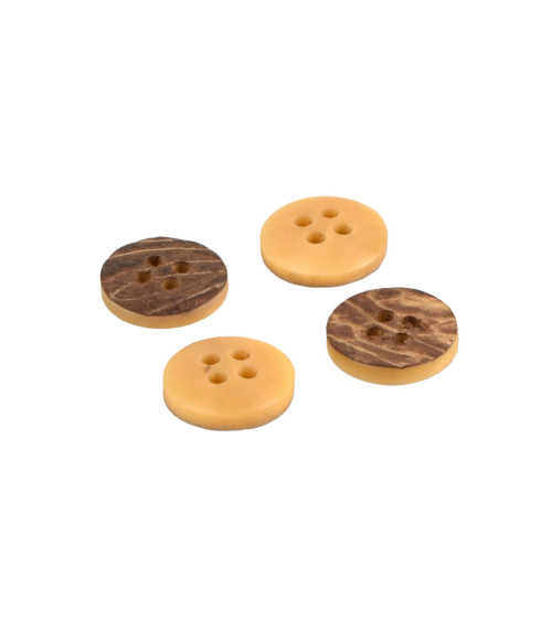 Corozo button 2 holes natural 15mm made in France