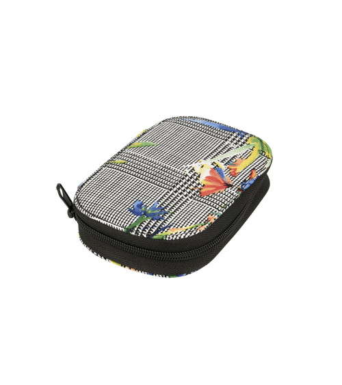 Bolsa de costura 14cmx9cm Príncipe de Gales flores tropicales