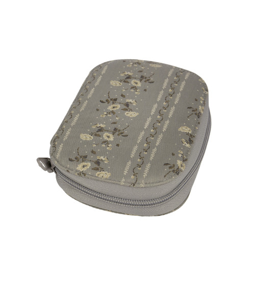 Sewing bag 14cmx9cm flower print gray background