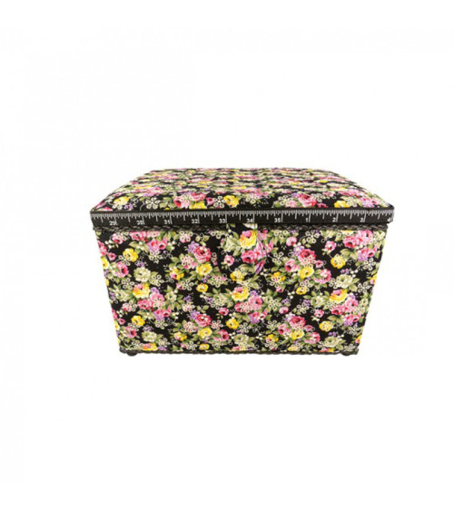 Sewing box 21cmx28cmx19cm printed with English embroidery on floral background