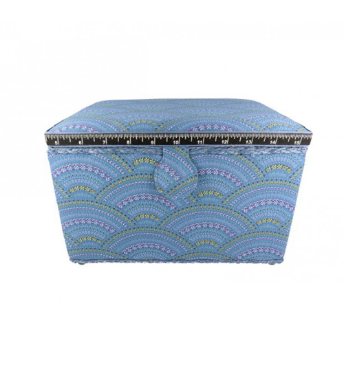 Sewing box 21cmx28cmx19cm blue fans