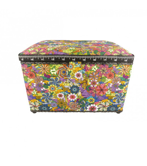 Scatola da cucito 21cmx28cmx19cm fiori multicolori