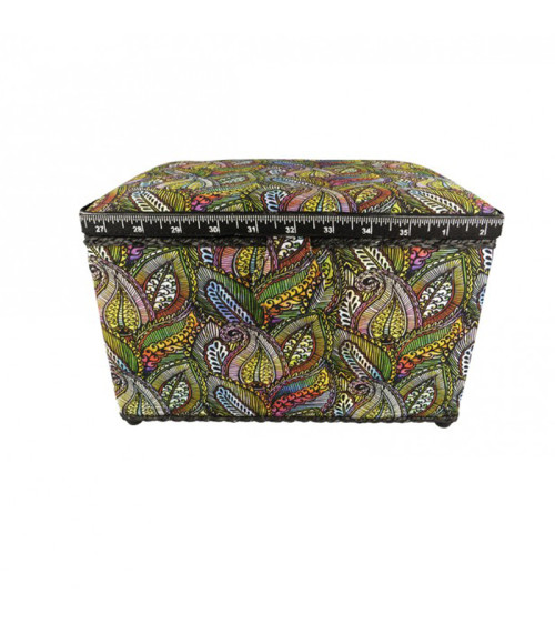 Sewing box 21cmx28cmx19cm multicoloured feathers