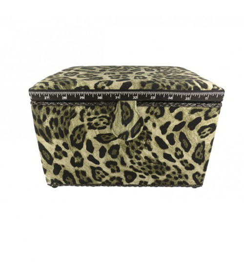 Sewing box 21cmx28cmx19cm khaki panther print