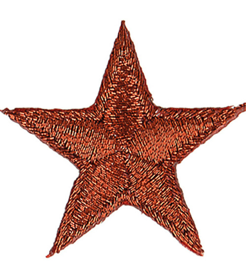 Red shiny star iron-on badge 3x3cm