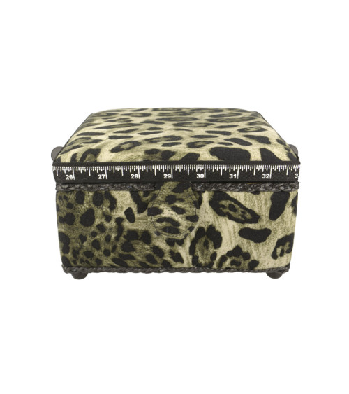 Sewing box 20x20x11cm khaki panther print