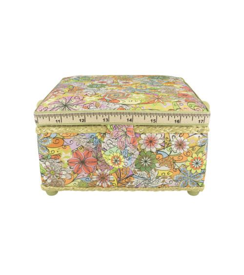 Sewing box 20x20x11cm bouquet of pastel flowers