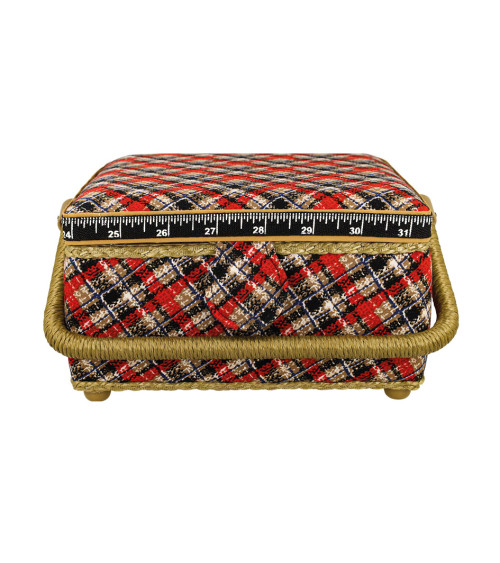 Scatola da cucito 20x20x11 cm stampa tartan