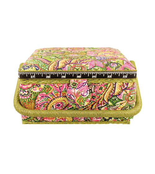 Sewing box 20x20x11cm printed pink and green