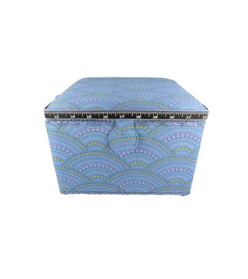 Sewing box 26x26x19cm blue arabesques