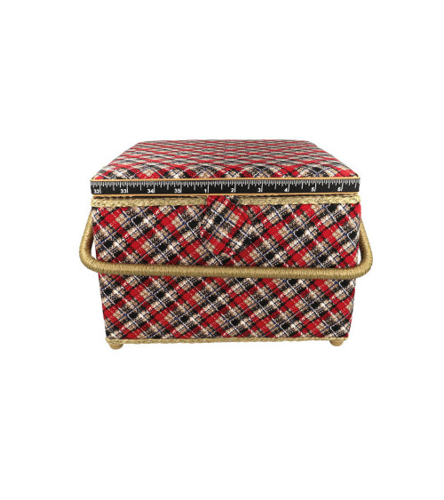 Sewing box 26x26x19cm tartan print