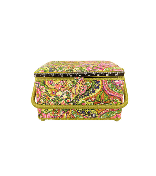 Sewing box 18.5x26x16cm pink and green print