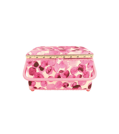 Scatola da cucito 18,5x26x16cm bolle fucsia