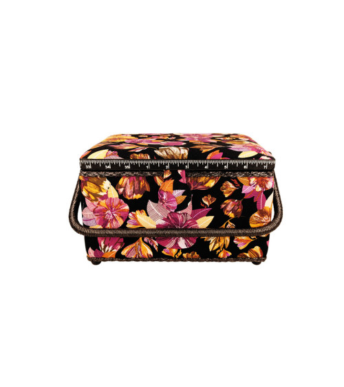 Sewing box 18.5x26x16cm fuchsia leaves